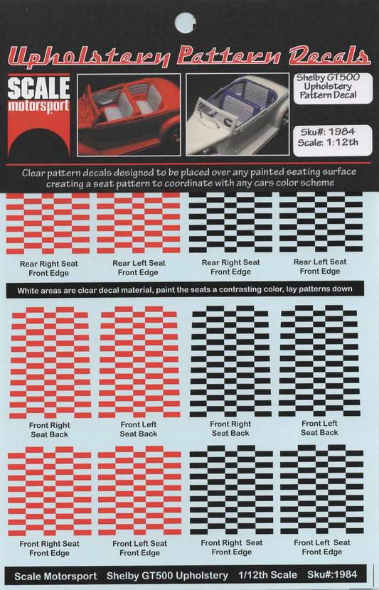 Ford Mustang Shelby GT500 Checker Upholstery SKU #1984