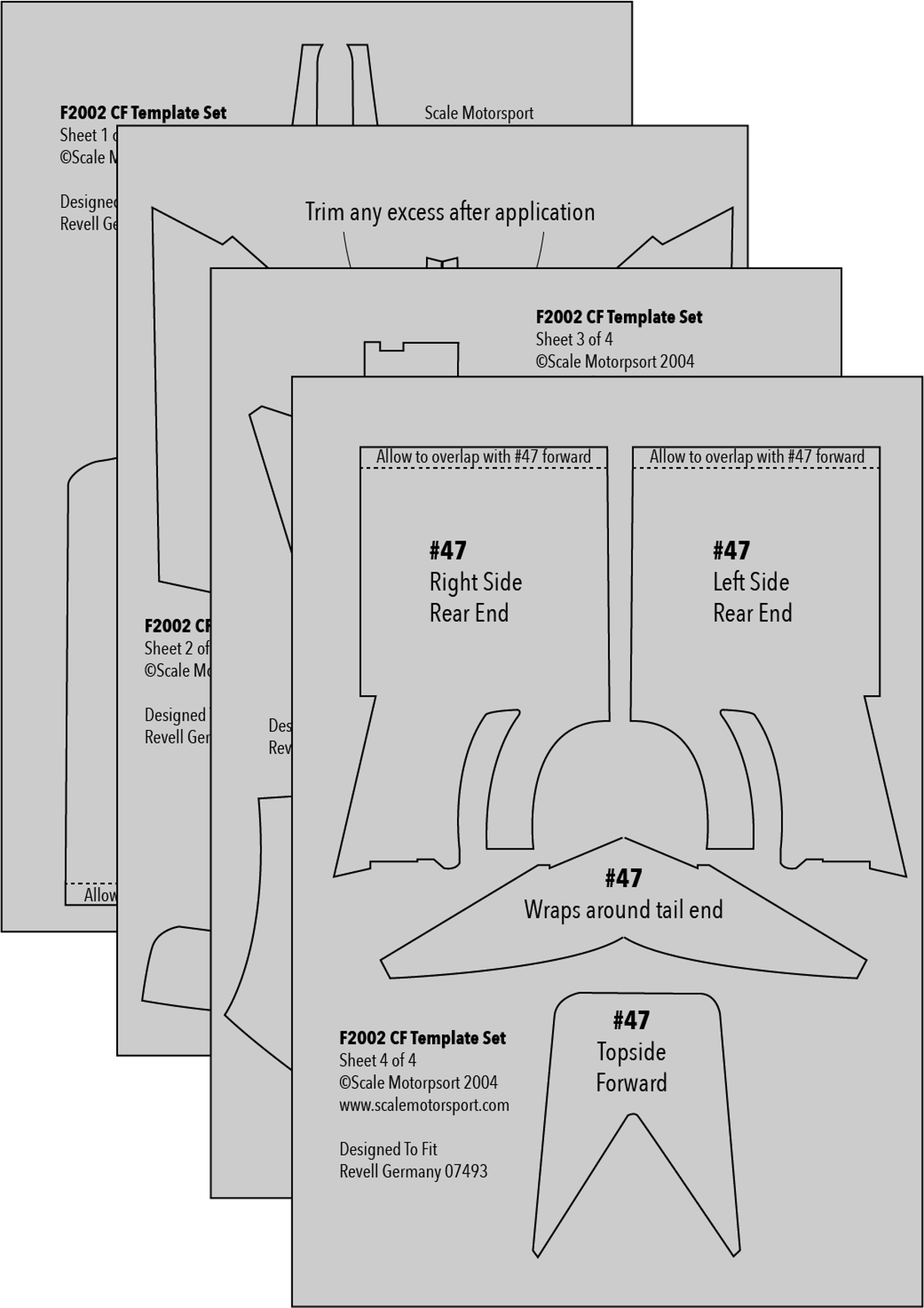 F2002 4 Sheet Carbon Fiber Template Set SKU #7002