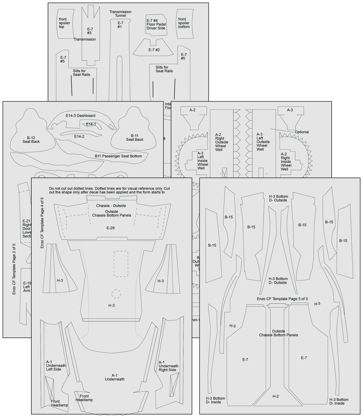 Enzo Ferrari Composite Fiber Template Set SKU #7009