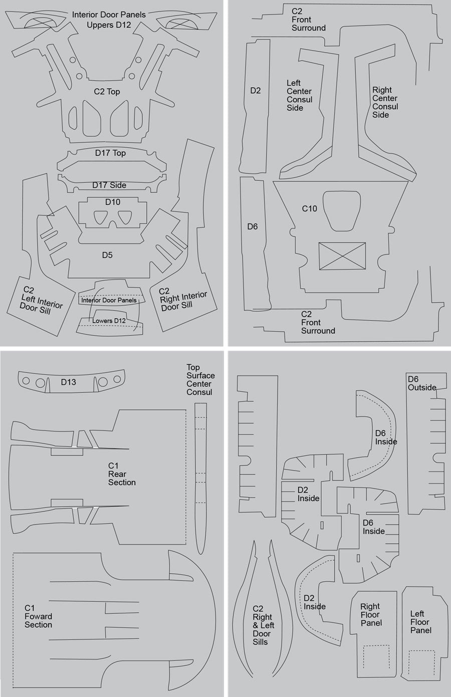 Porsche Carrera GT Carbon Fiber Template Set SKU #7018