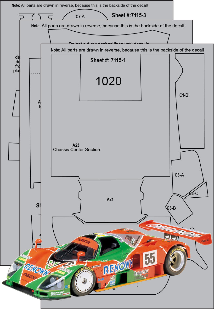 Mazda 787B Renown Carbon Fiber Template Set SKU #7115