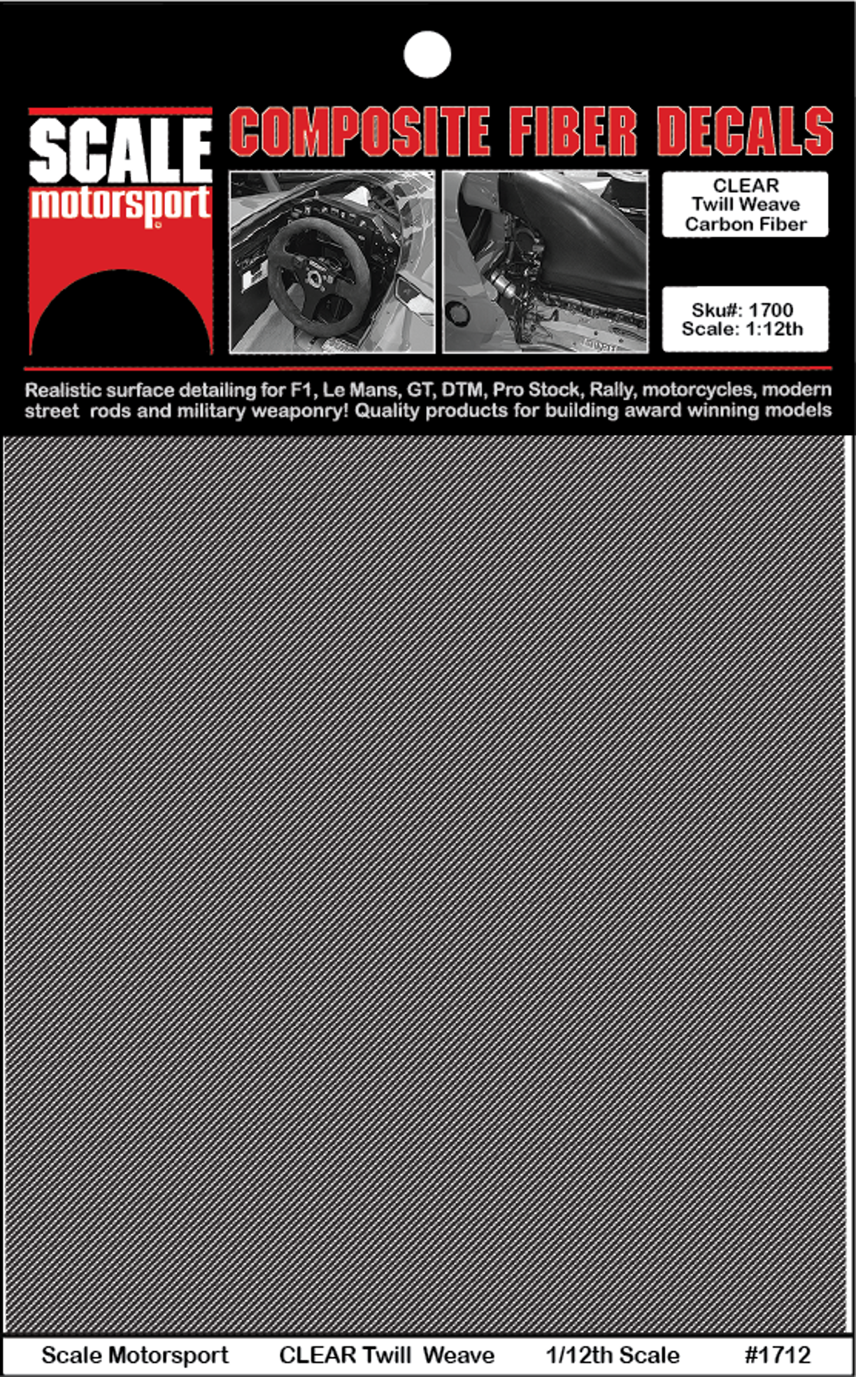 Carbon Fiber Twill Weave CLEAR Decal Series 1700