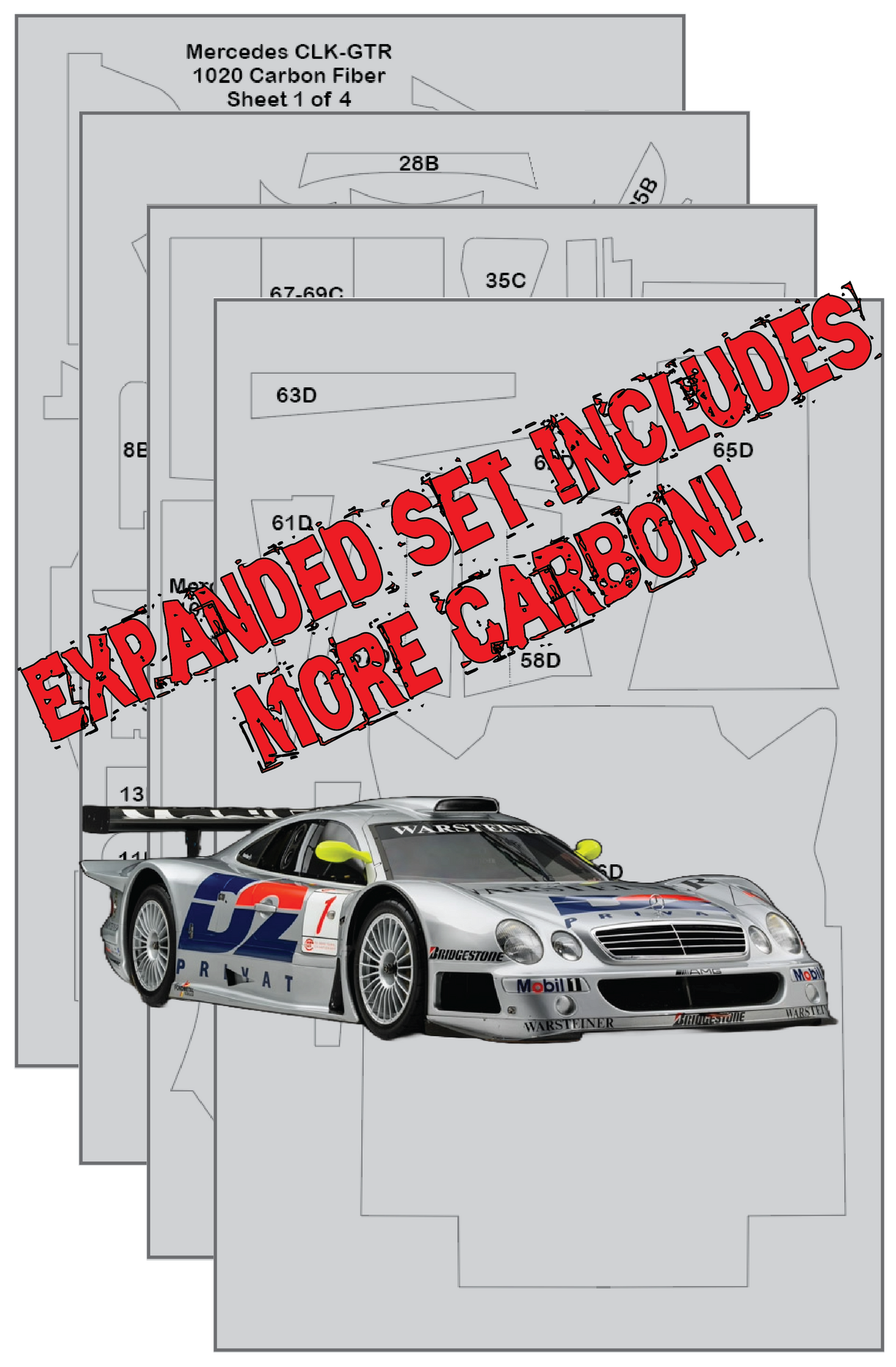 Mercedes CLK-GTR Carbon Fiber Template Set SKU #7260