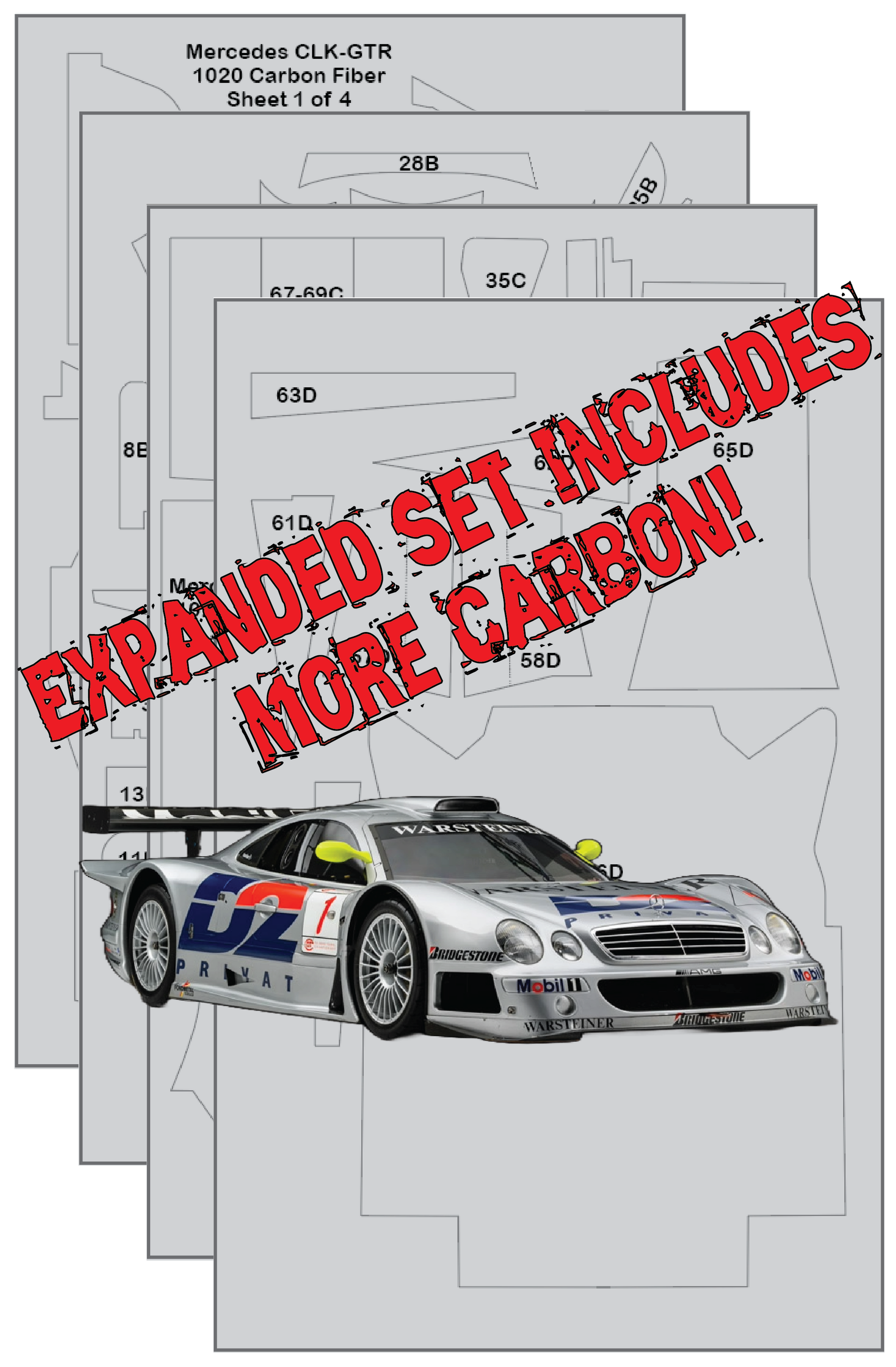 Mercedes CLK-GTR Carbon Fiber Template Set SKU #7260 – Scale