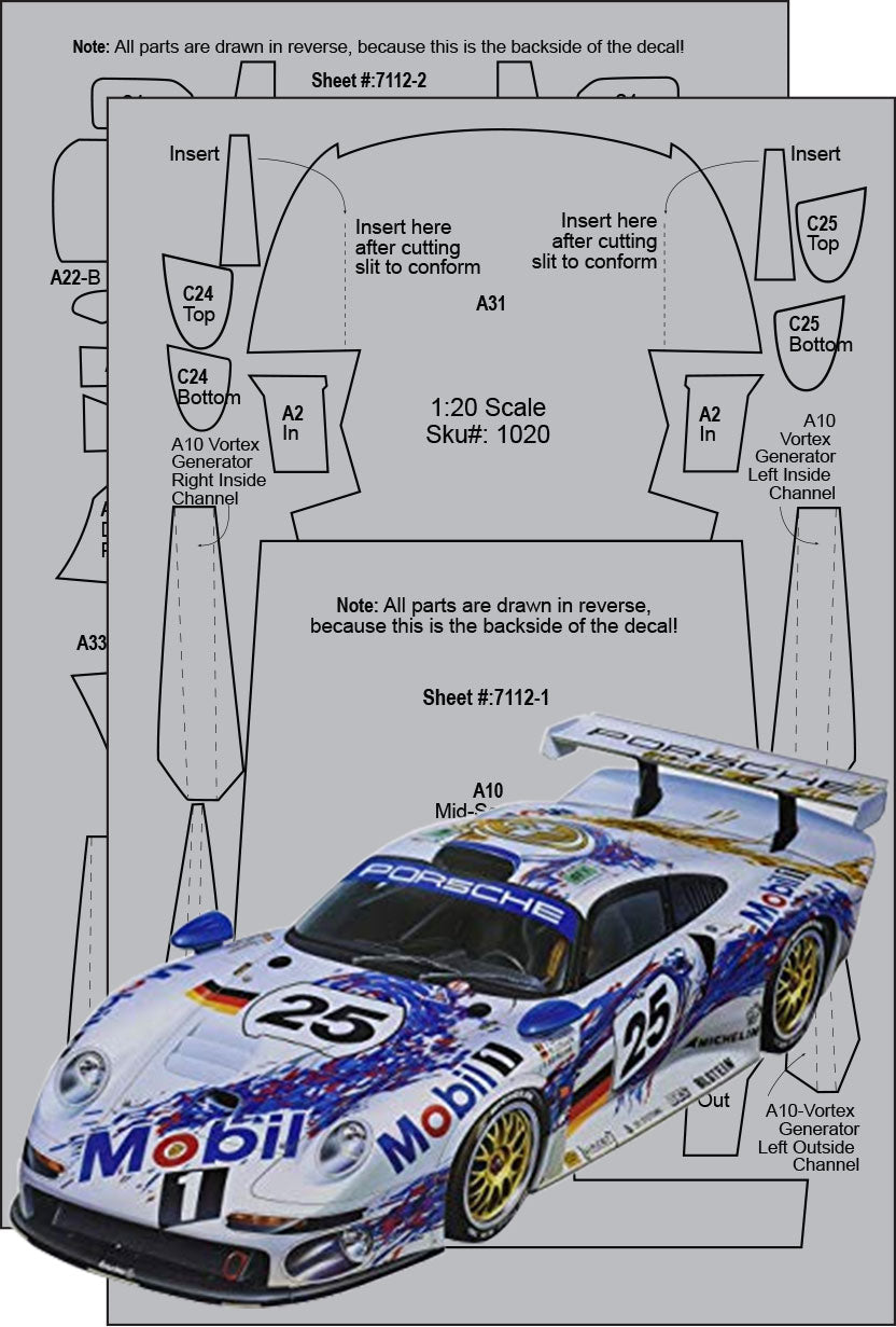 Porsche 911 GT1 Carbon Fiber Template Set Sku#: 7112